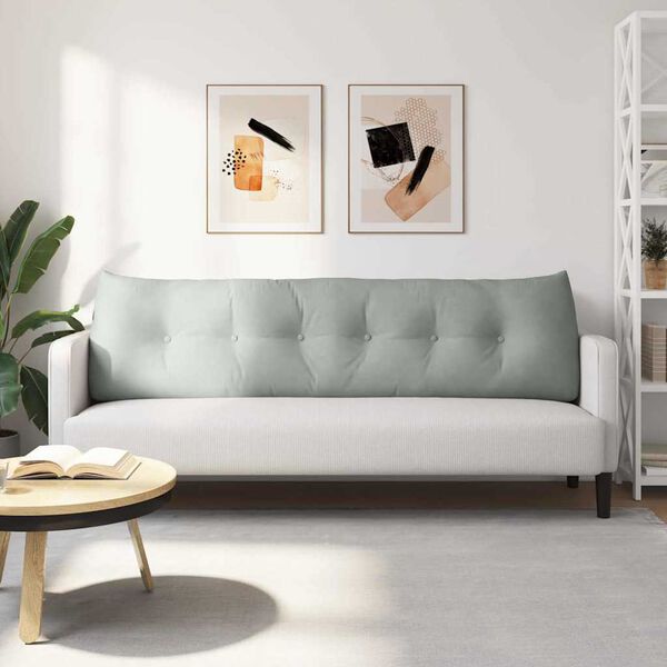 vidaXL Coussin de Dos Gris clair 180 x 24 x 50 cm Velours