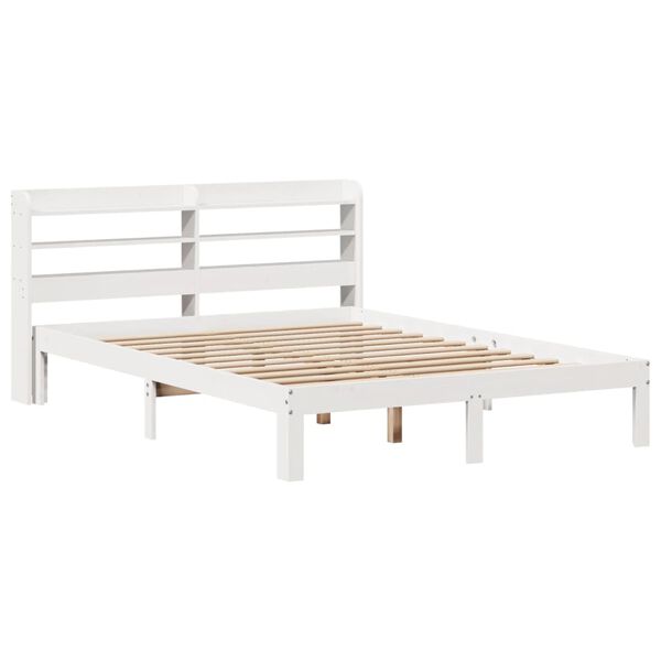 vidaXL Cadre de lit et t&ecirc;te de lit sans matelas blanc 135x190 cm