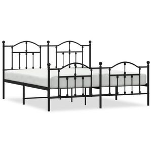 vidaXL Cadre de lit m&eacute;tal sans matelas avec pied de lit noir 180x200cm