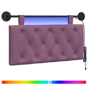 vidaXL T&ecirc;te de lit suspendue Avec lumi&egrave;re LED Pourpre Velours