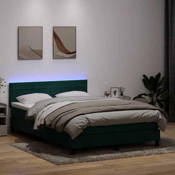 vidaXL Sommier &agrave; lattes de lit et matelas vert fonc&eacute; 140x220cm velours