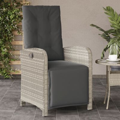 vidaXL Chaise inclinable de jardin avec repose-pied gris clair rotin