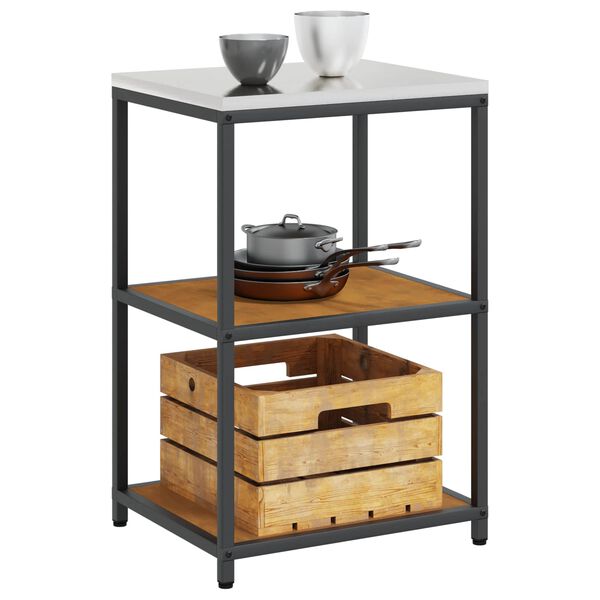 vidaXL Rangement de cuisine avec &eacute;tag&egrave;re Rouill&eacute; 60 x 50 x 92 cm Acier