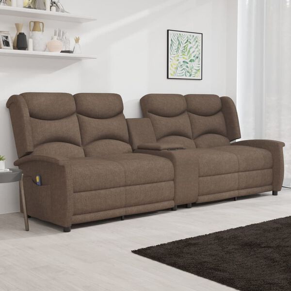 vidaXL Fauteuil de massage inclinable porte-gobelet 4 places taupe