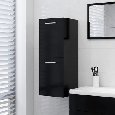 vidaXL Armoire de salle de bain Noir 30x30x80 cm Aggloméré