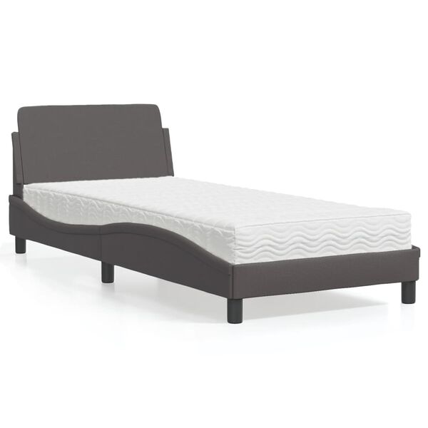 vidaXL Lit avec matelas Dover gris 80x200 cm similicuir