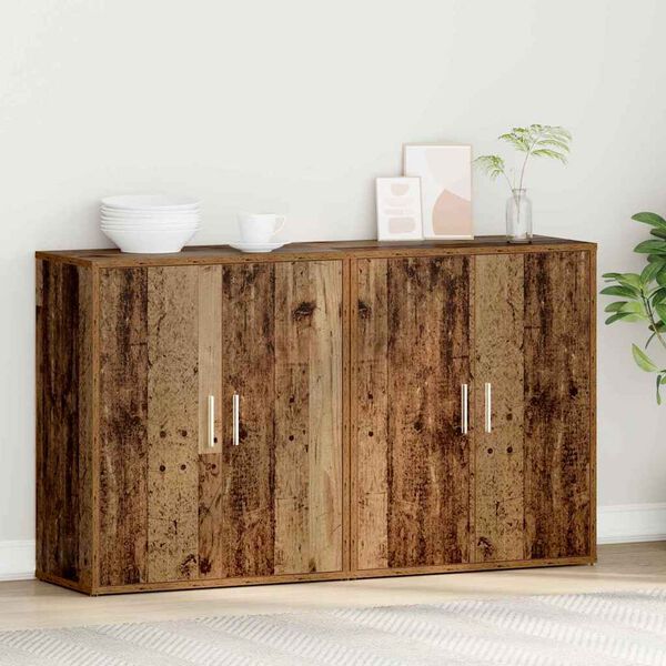 vidaXL Buffet 2 pcs Bois ancien 60 x 31 x 70 cm Bois d'ing&eacute;nierie