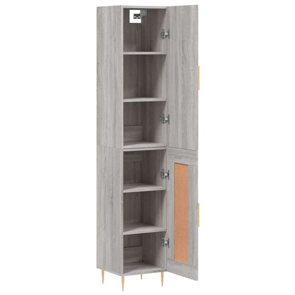 vidaXL Buffet haut Sonoma gris 34,5x34x180 cm Bois d'ing&eacute;nierie