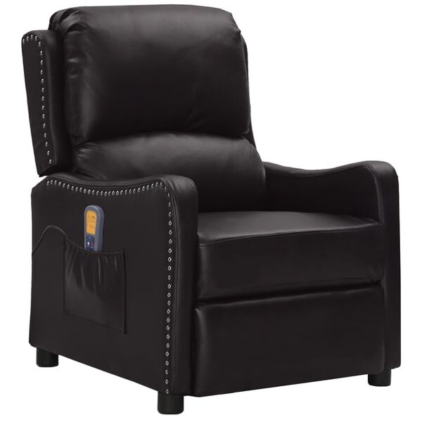 vidaXL Fauteuil de massage Noir Similicuir brillant
