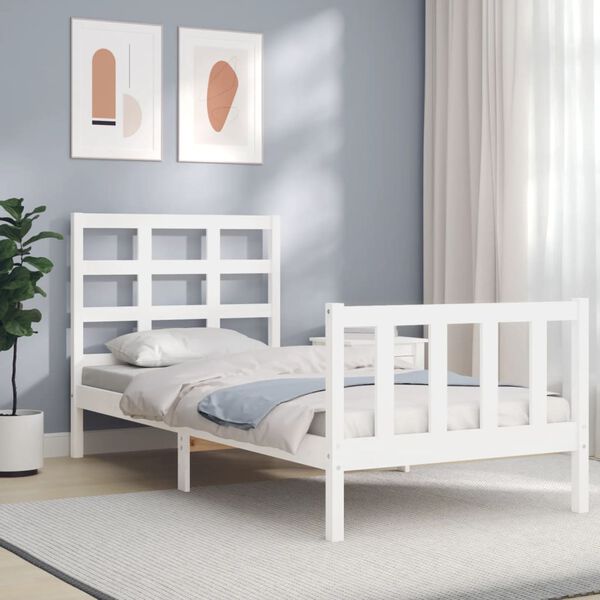vidaXL Cadre de lit sans matelas blanc bois de pin massif