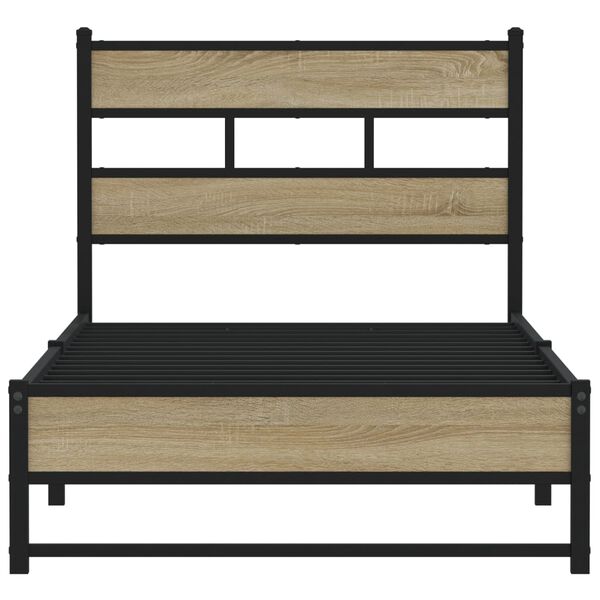vidaXL Cadre de lit en métal sans matelas chêne sonoma 90x190 cm
