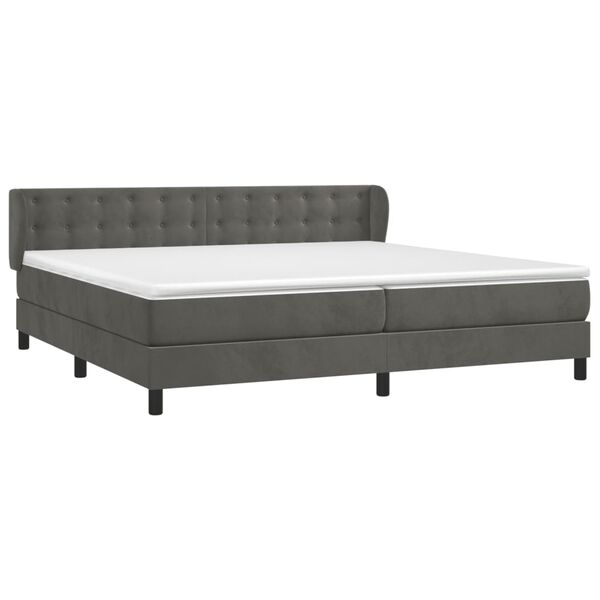 vidaXL Sommier &agrave; lattes de lit et matelas Gris fonc&eacute; 200x200cm Velours