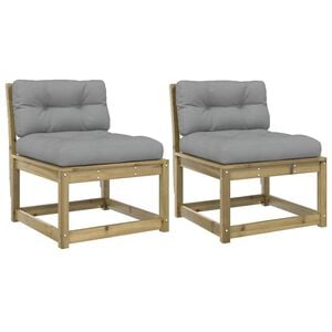 vidaXL Canap&eacute;s de jardin avec coussins 2pcs bois de pin impr&eacute;gn&eacute;