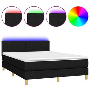 vidaXL Sommier &agrave; lattes de lit avec matelas LED Noir 140x190 cm Tissu