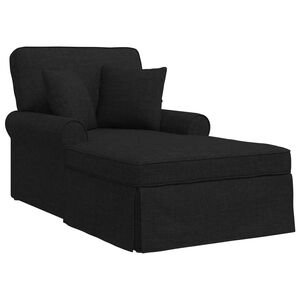 vidaXL Chaise lounge avec jupe avec coussin 3 pcs Noir tissu