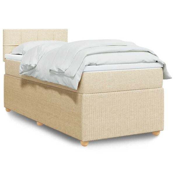 vidaXL Sommier &agrave; lattes de lit avec matelas Cr&egrave;me 80x200 cm Tissu