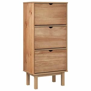 vidaXL Armoire &agrave; chaussures OTTA avec 3 tiroirs Marron Bois massif pin