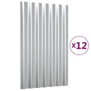 vidaXL Panneaux de toit 12 pcs Acier galvanisé Argenté 60x36 cm