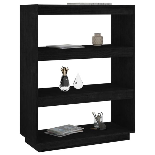 vidaXL Bibliothèque/Séparateur de pièce Noir 80x35x103 cm Pin massif