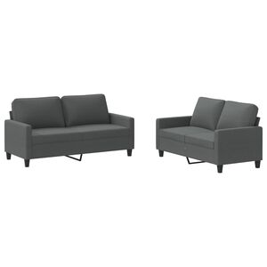 vidaXL Ensemble de canap&eacute;s 2 pcs avec coussins Gris fonc&eacute; Tissu