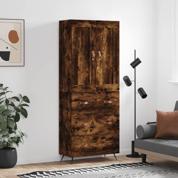 vidaXL Buffet haut Ch&ecirc;ne fum&eacute; 69,5x34x180 cm Bois d'ing&eacute;nierie