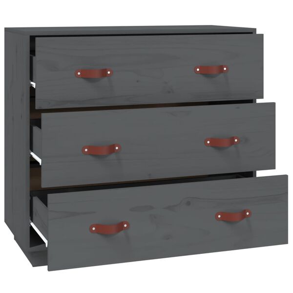 vidaXL Buffet Gris 80x40x75 cm Bois massif de pin