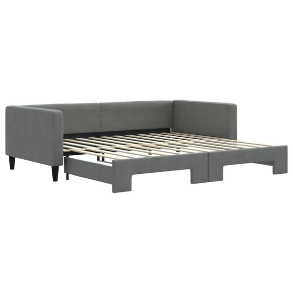 vidaXL Lit de jour avec gigogne sans matelas gris fonc&eacute; 100x200 cm