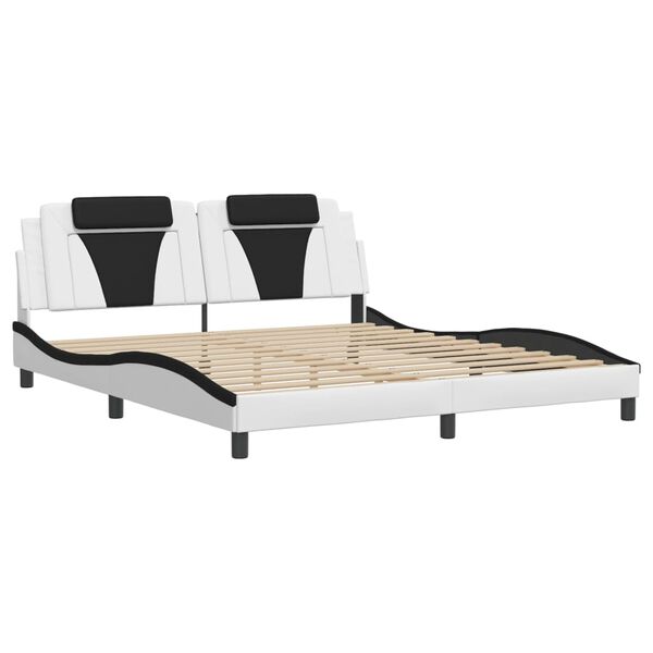 vidaXL Cadre de lit Viana avec LED sans matelas blanc et noir 180x200 cm