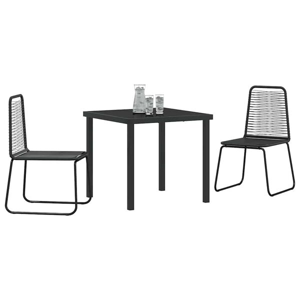 vidaXL Ensemble de salle &agrave; manger pour jardin 3 pcs Noir