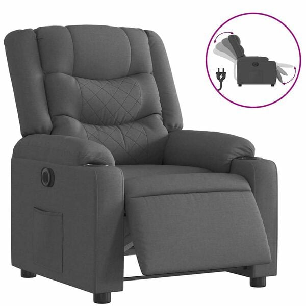 vidaXL Fauteuil inclinable &eacute;lectrique Gris fonc&eacute; Tissu