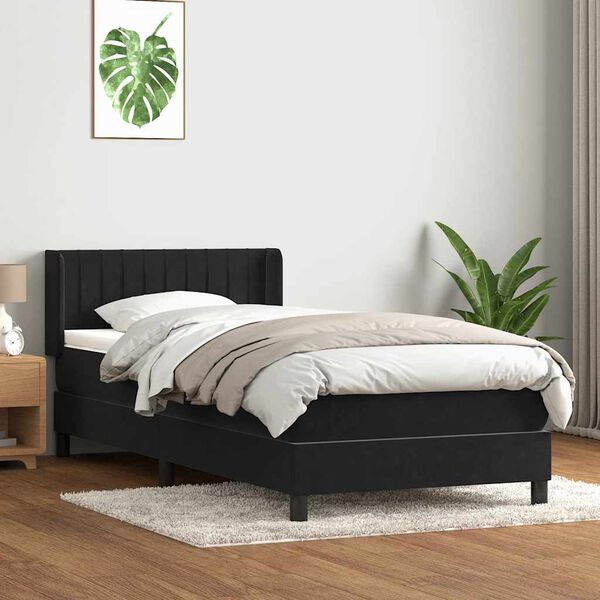 vidaXL Sommier &agrave; lattes de lit avec matelas noir 80x220 cm velours