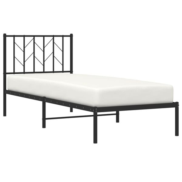 vidaXL Cadre de lit métal sans matelas avec tête de lit noir 80x200 cm