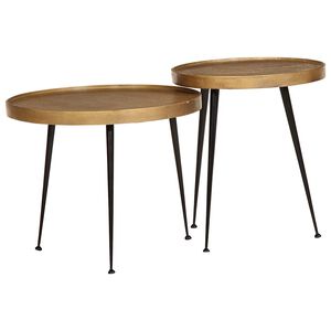 vidaXL Table basse 2 pcs en bois d'ing&eacute;nierie dor&eacute;