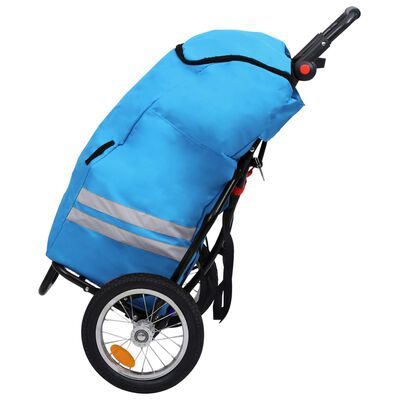 vidaXL Remorque de vélo pliable avec sac d'épicerie Bleu et noir