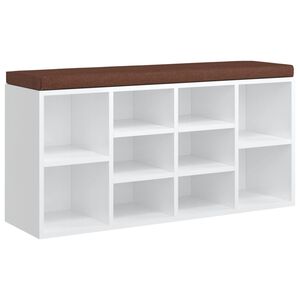 vidaXL Banc &agrave; chaussures Blanc brillant 103x30x48 cm Bois d'ing&eacute;nierie