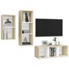 vidaXL Ensemble de meubles TV 3pcs Blanc ch&ecirc;ne sonoma Bois ing&eacute;nierie