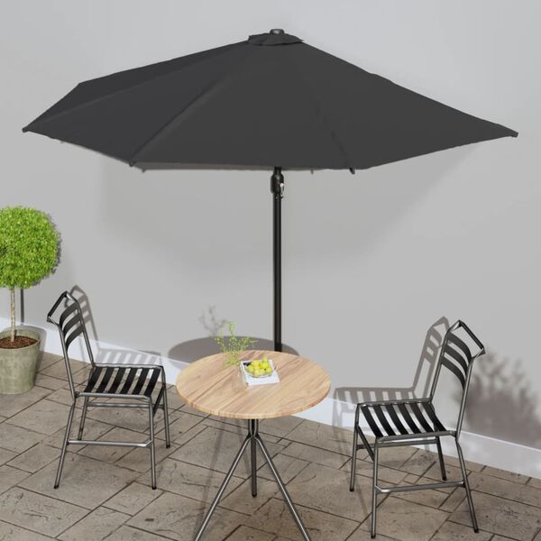 vidaXL Parasol de balcon avec m&acirc;t en aluminium Noir 300x155x223cm Demi