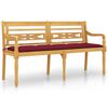 vidaXL Banc Batavia avec coussin rouge bordeaux 150cm Bois teck massif