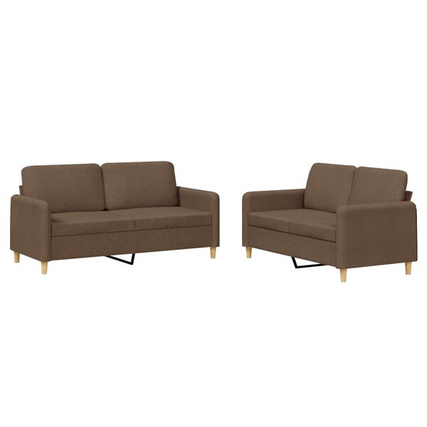 vidaXL Ensemble de canap&eacute;s 2 pcs avec coussins Marron Tissu