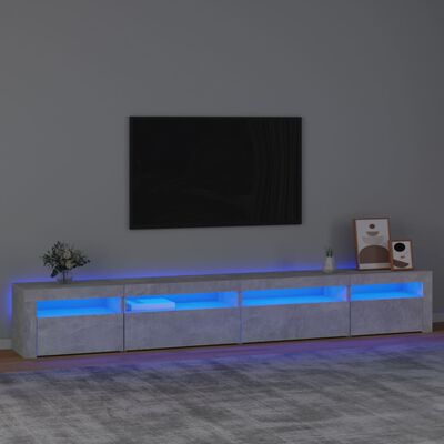 vidaXL Meuble TV avec lumières LED Gris béton 270x35x40 cm