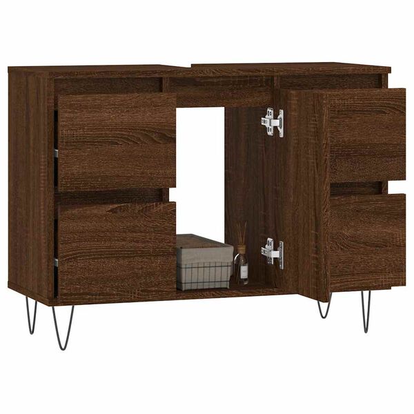 vidaXL Armoire salle de bain ch&ecirc;ne marron 80x33x60cm bois d'ing&eacute;nierie