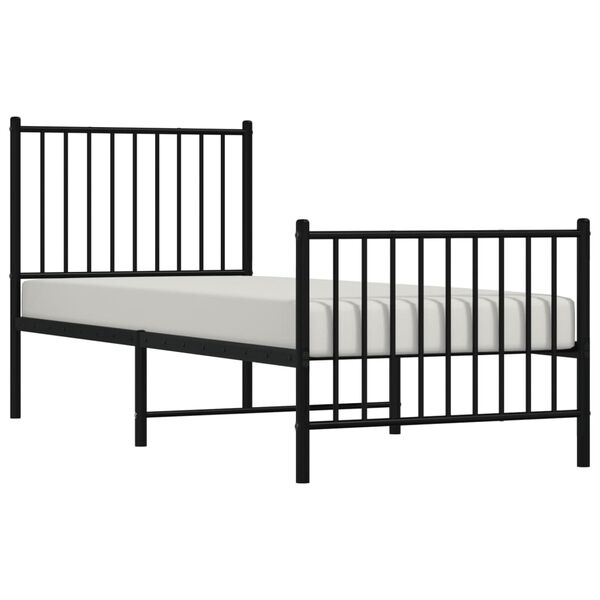 vidaXL Cadre de lit métal sans matelas avec pied de lit noir 80x200 cm