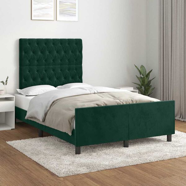 vidaXL Cadre de lit sans matelas vert fonc&eacute; 120x200 cm velours