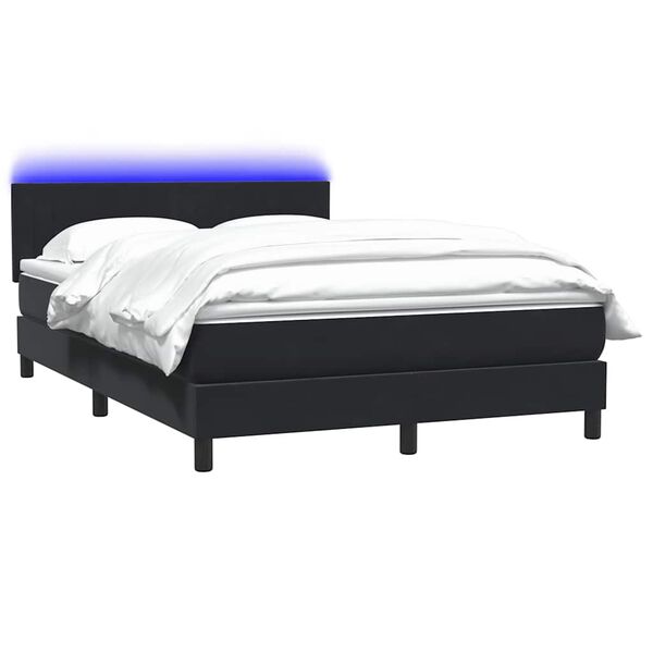 vidaXL Sommier &agrave; lattes de lit avec matelas et LED noir 160x220 cm velours