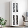 vidaXL Haut Armoire avec porte FLORIN Blanc brillant 60 x 35 x 182 cm