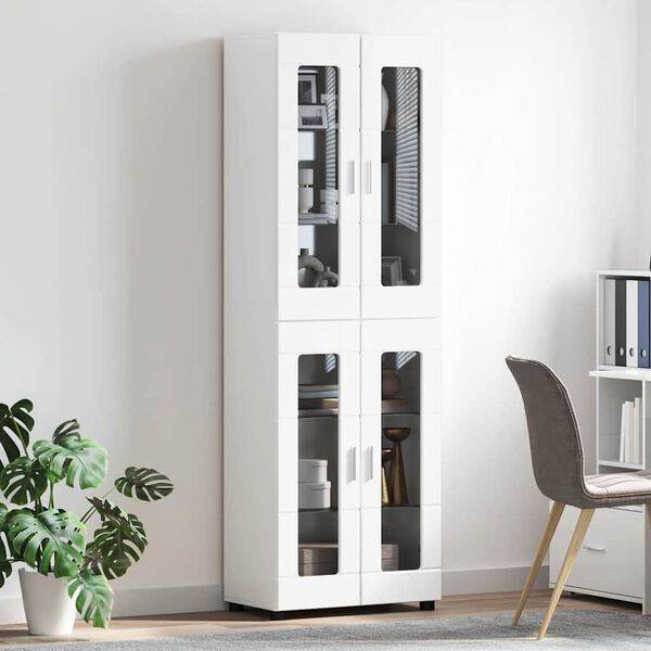 vidaXL Haut Armoire avec porte FLORIN Blanc brillant 60 x 35 x 182 cm