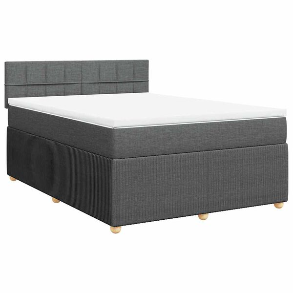 vidaXL Sommier &agrave; lattes de lit avec matelas Gris fonc&eacute; 140x200cm Tissu