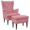 vidaXL Fauteuil avec pouf 2 pc Rose Velours