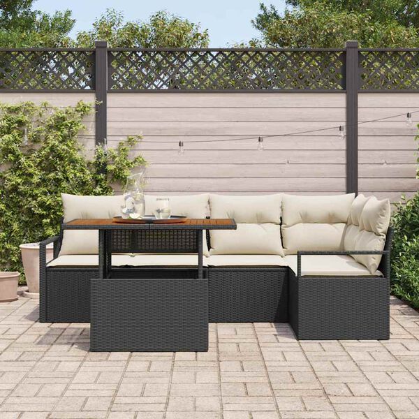 vidaXL Ensemble de salle &agrave; manger pour jardin 6 pcs Noir et Cr&egrave;me