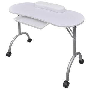 vidaXL Table &agrave; manucure pliable avec roulettes Blanc